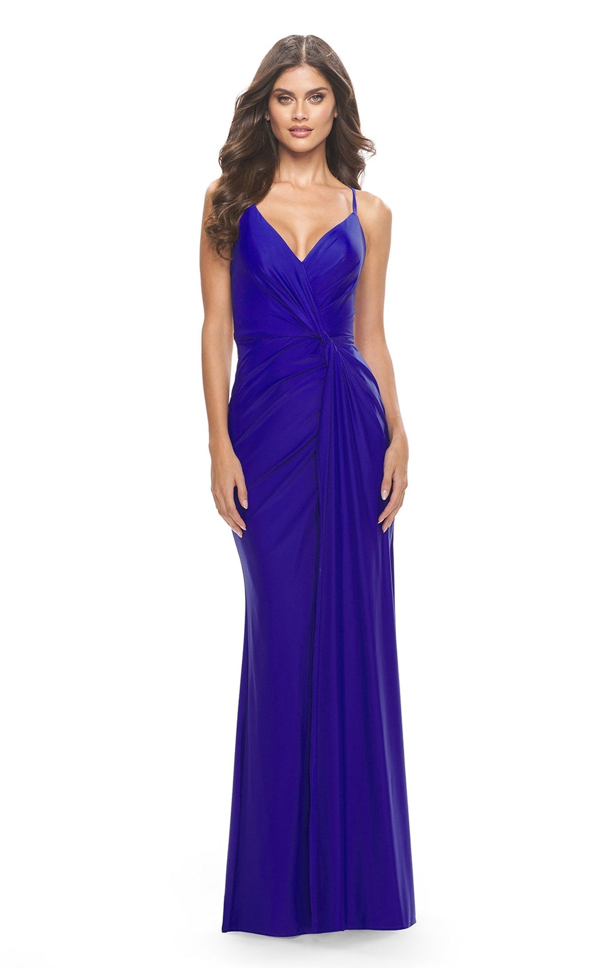 La Femme 31169C Slit V Neck Sleeveless Prom Dress