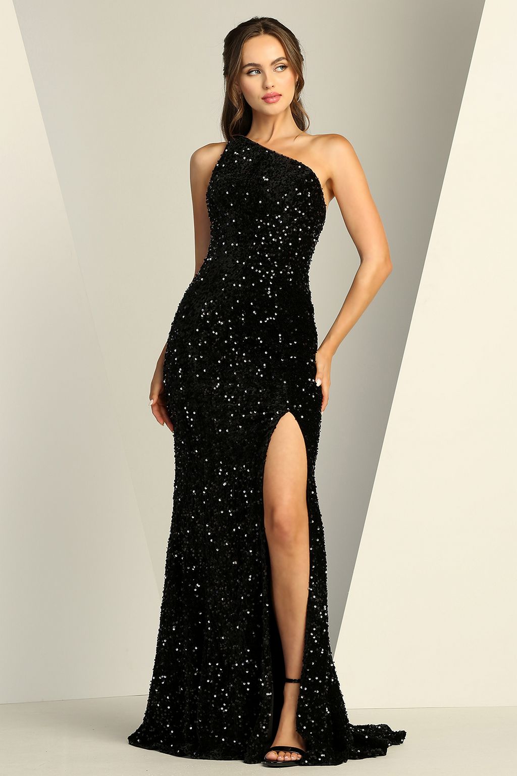 Prom Dresses Long Evening Formal Sequin Fitted Slit Prom Dress Black