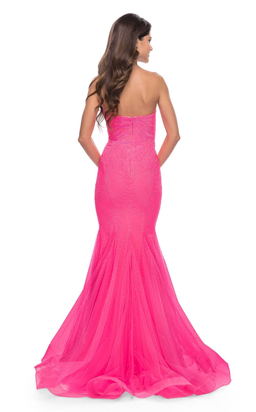 La Femme 31421C Slit Metallic Sweetheart Sleeveless Prom Dress