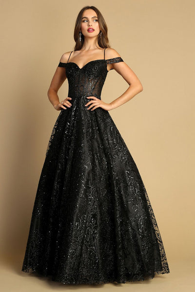 Prom Dresses Ball Gown Glitter Long Formal Prom Dress Black