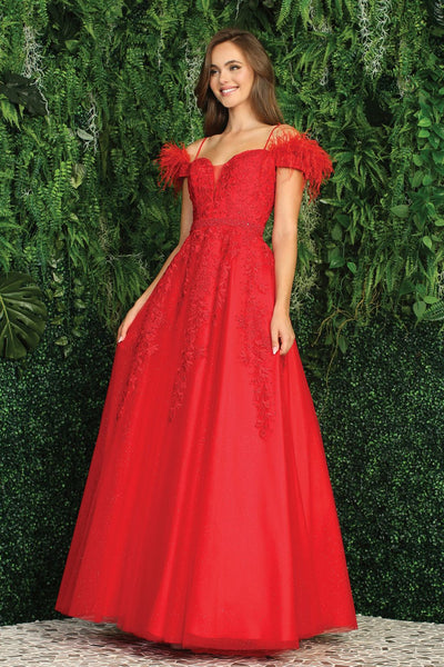Prom Dresses Long Glitter Applique Formal A Line Prom Dress Red