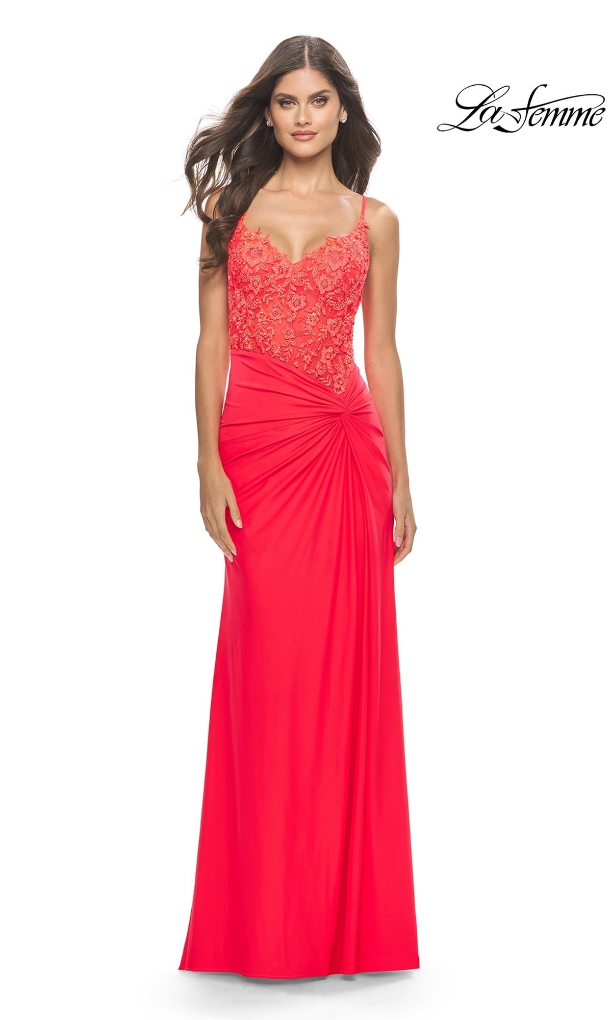 La Femme Hot Coral Dresses