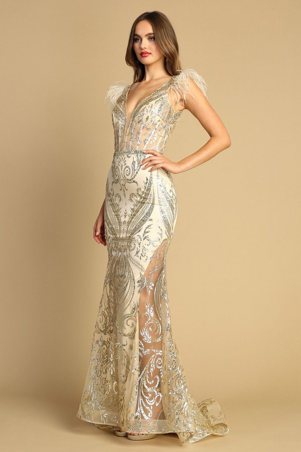 Prom Dresses Formal Long Printed Glitter Prom Dress Red