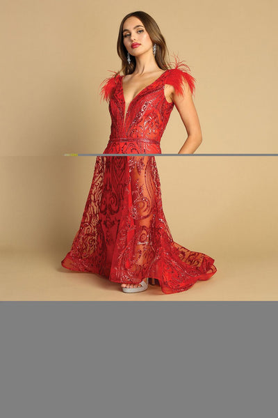 Prom Dresses Formal Long Printed Glitter Prom Dress Red
