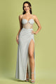 Prom Dresses Prom Long Slit Glitter Formal Dress  Silver