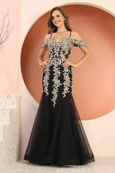 Prom Dresses Prom Mermaid Long Formal Applique Dress Black/Gold