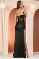 Prom Dresses Fitted Long Slit Beaded Detail Formal Prom Dress Emerald