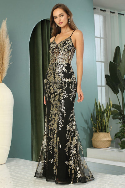 Prom Dresses Long Fitted Glitter Applique Corset Prom Dress Champagne/Gold