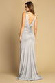 Prom Dresses Long Fitted Formal Pleated Slit Prom Dress Silver