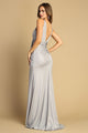 Prom Dresses Long Fitted Formal Pleated Slit Prom Dress Silver