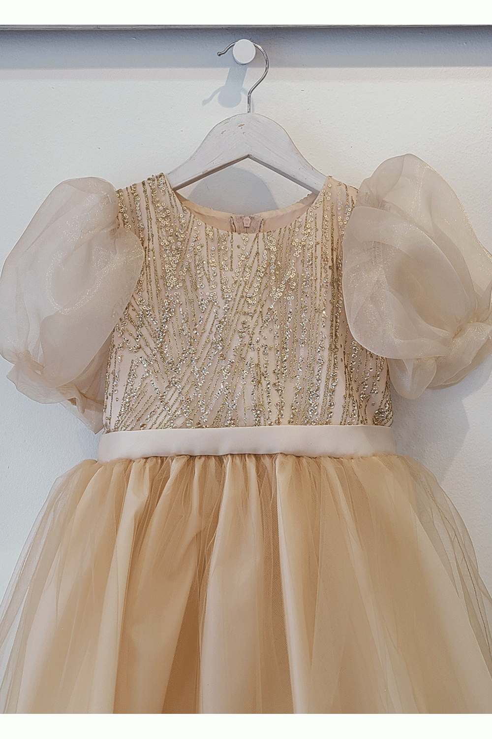 Tulle Dress with Sequins and Puff Sleeves Sweet Party Outfit by Bella Princess 316