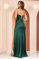 Prom Dresses Long Formal Slit Ruched Prom Dress Emerald