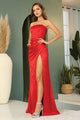 Prom Dresses Long Formal Slit Ruched Prom Dress Emerald