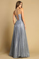 Prom Dresses A Line Long Corset Formal Glitter Prom Dress Smoky Blue