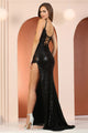 Prom Dresses Sequin Long Fitted Formal Slit Prom Dress Red