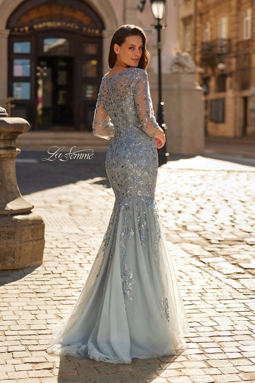 La Femme 31799 Long Mermaid Gown with Beaded Appliques