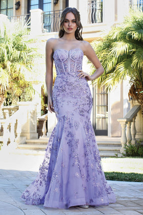Adora Design 3179 Strapless Corset Glitter Mermaid Long Prom Dress