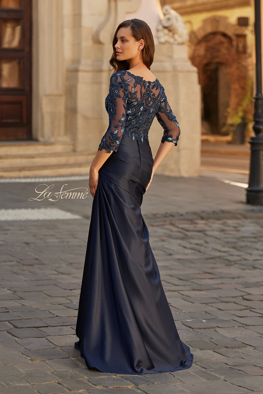 lace dress women La Femme 31802 Beaded Gown Floral embroidery DRESS syndrome - Journal Size:40x30 rhinestone maxi dress
