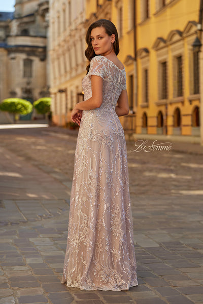 La Femme 31838 Illusion Bateau Embroidered Formal Gown
