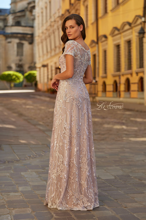 La Femme 31838 Illusion Bateau Embroidered Formal Gown