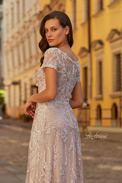 La Femme 31838 Illusion Bateau Embroidered Formal Gown