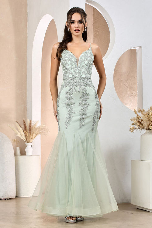 Prom Dresses Long Fitted Formal Prom Dress Sage
