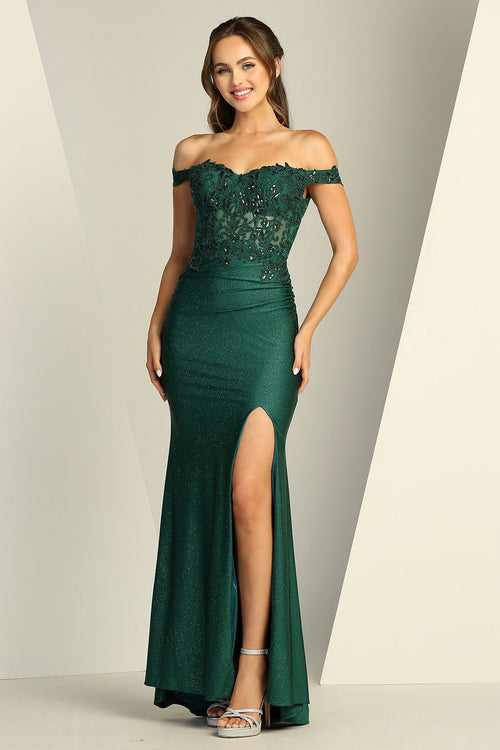 Prom Dresses Long Formal Fitted Lace Prom Dress Emerald