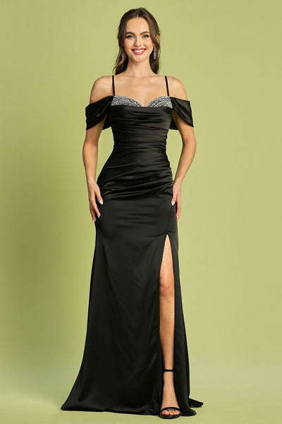 Prom Dresses Long Slit Evening Prom Formal Dress Black