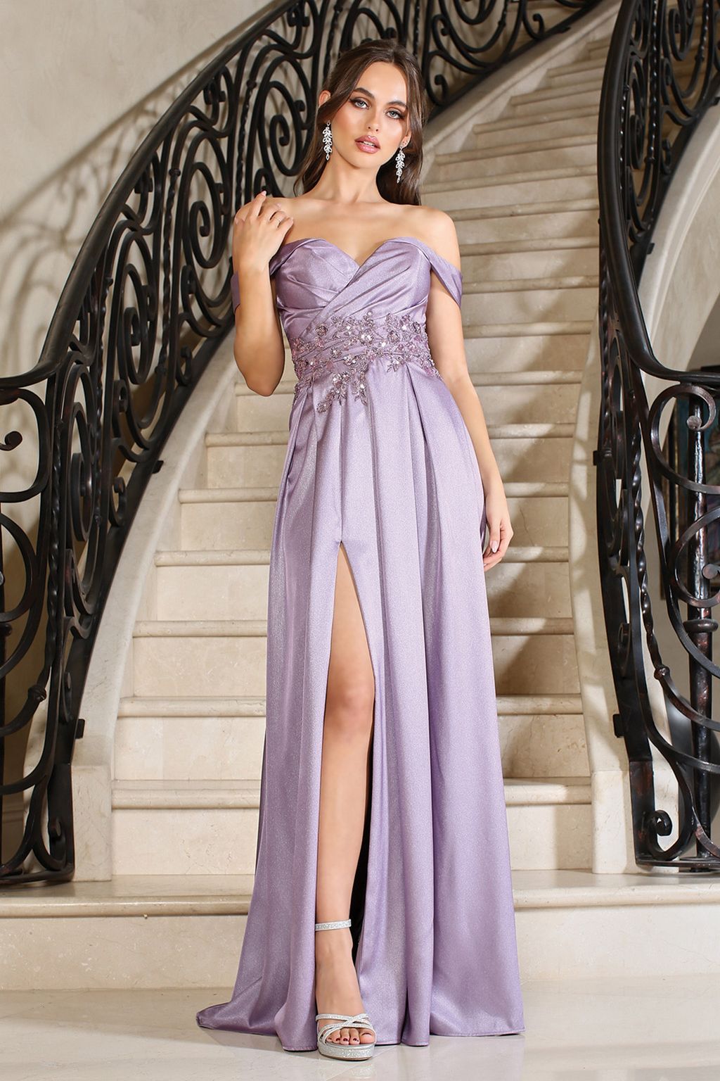 Prom Dresses Long Beaded A Line Formal Prom Dress Silver