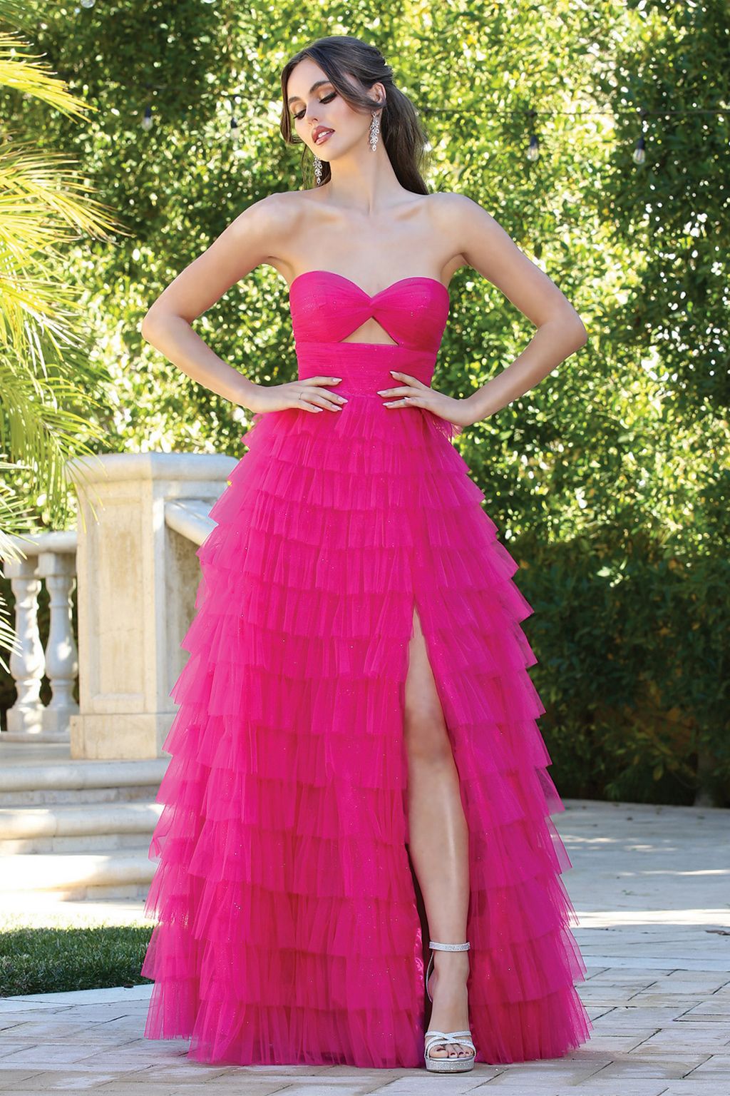 Prom Dresses Prom Long Tiered A Line Formal Dress Fuchsia