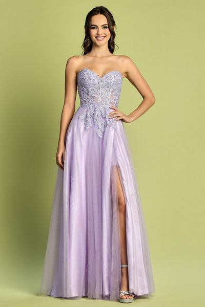 Prom Dresses A Line Long Glitter Formal Corset Prom Dress Lilac
