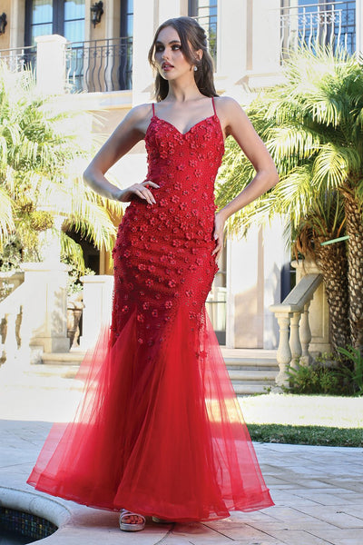 Prom Dresses Long Fitted Formal Beaded Floral Mermaid Prom Dress Black