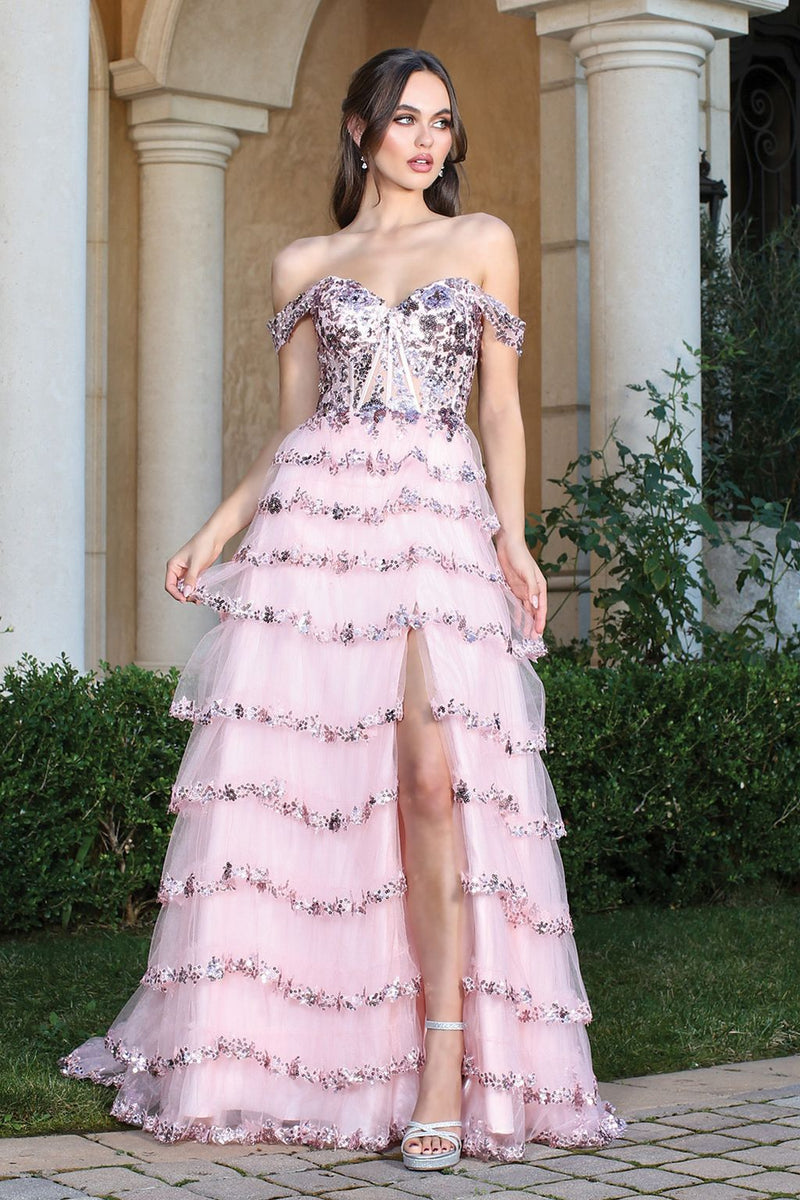 Adora Design 3213 Off Shoulder Sequin A Line Long Formal Prom Dress ...