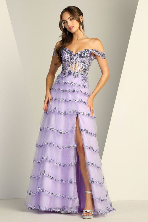 Prom Dresses A Line Sequin Long Formal Prom Dress Lilac