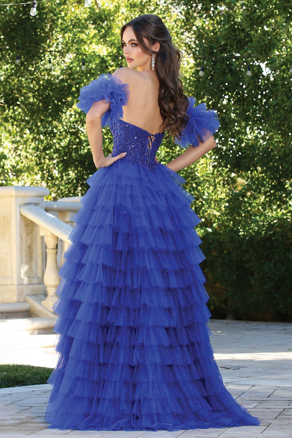Prom Dresses Long Formal A Line Corset Glitter Prom Dress Royal Blue