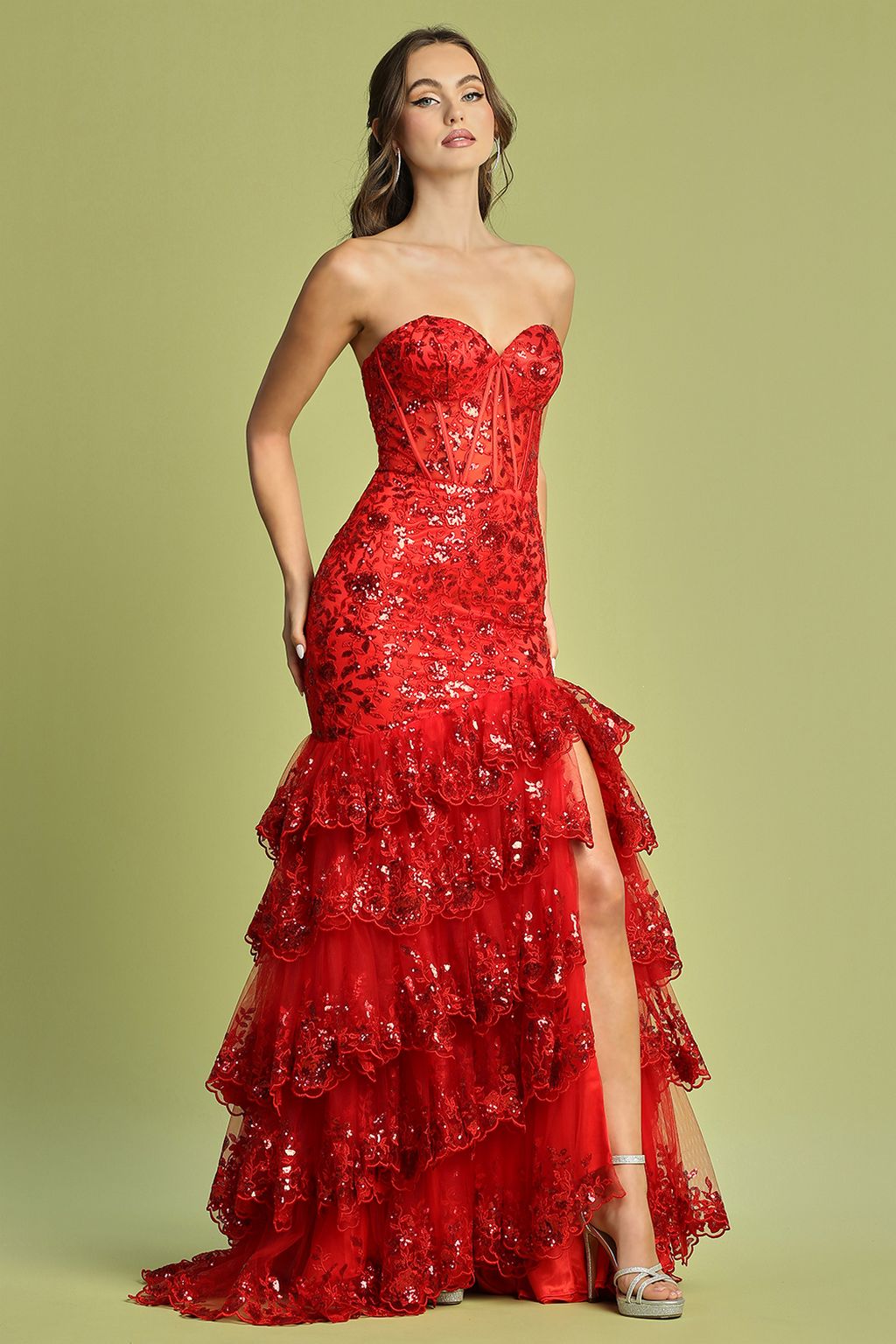 Prom Dresses Long Fitted Applique Formal Tiered Prom Dress Black