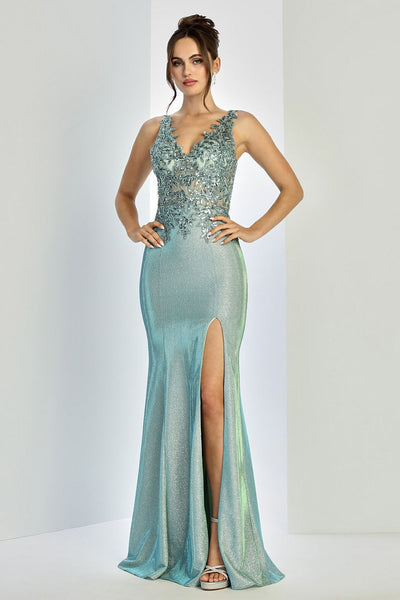 Prom Dresses Prom Long Glitter Fitted Formal Dress Sage