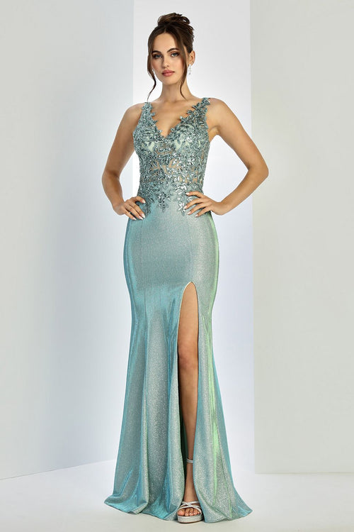 Prom Dresses Prom Long Glitter Fitted Formal Dress Sage