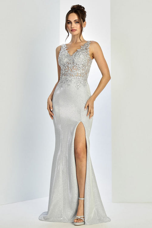 Prom Dresses Prom Long Glitter Fitted Formal Dress Silver