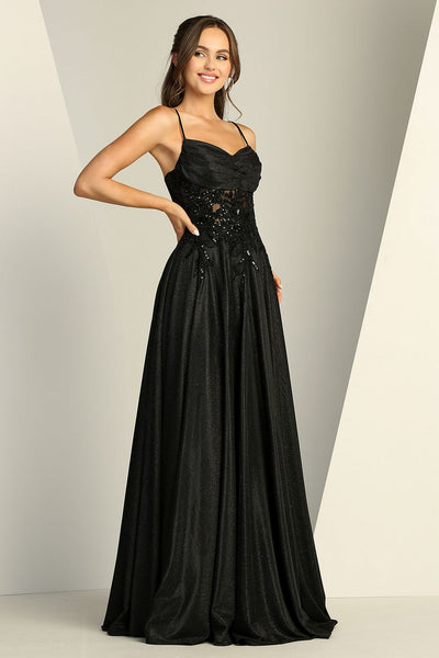 Prom Dresses A Line Gltter Long Sequin Prom Formal Dress Black