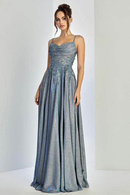 Prom Dresses A Line Gltter Long Sequin Prom Formal Dress Periwinkle