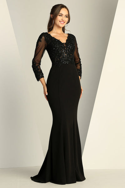 Formal Dresses Long Sleeve Formal Fitted Evening Dress Black