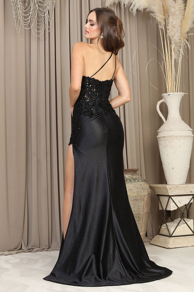 Prom Dresses Fitted Slit Long Formal Corset Prom Dress Black