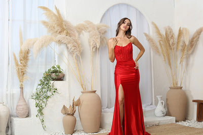 Prom Dresses Long Formal Lace Slit Prom Dress Navy