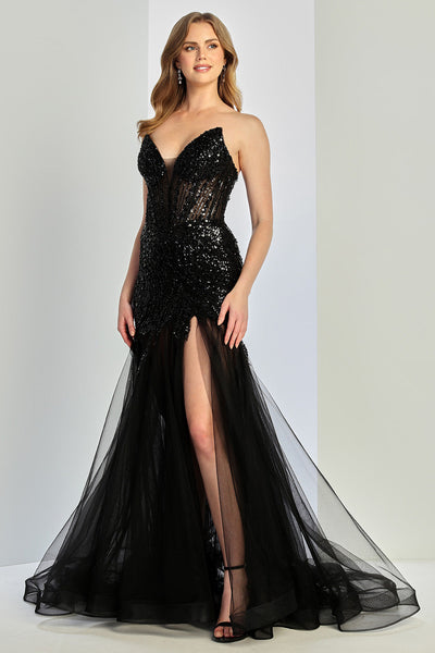 Prom Dresses Long Mermaid Formal Beaded Corset Prom Dress Black