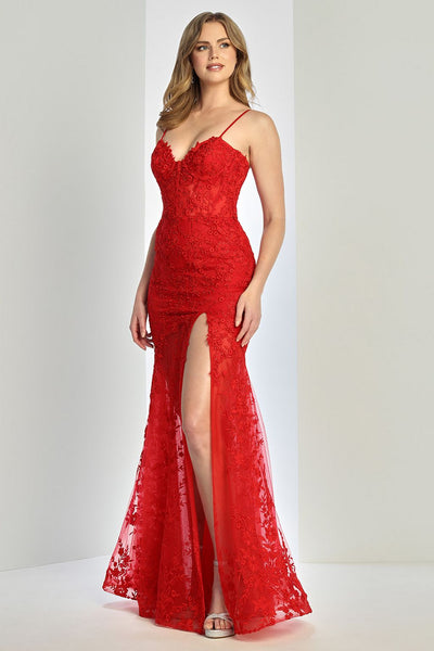 Prom Dresses Prom Long Mermaid Corset Slit Formal Dress Red