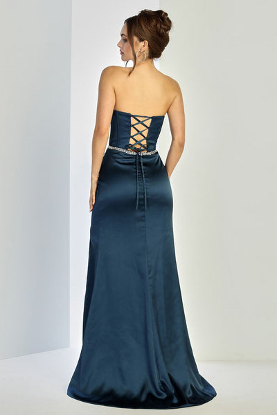 Prom Dresses Prom Pleated Long Formal Corset Beaded Drress Sage