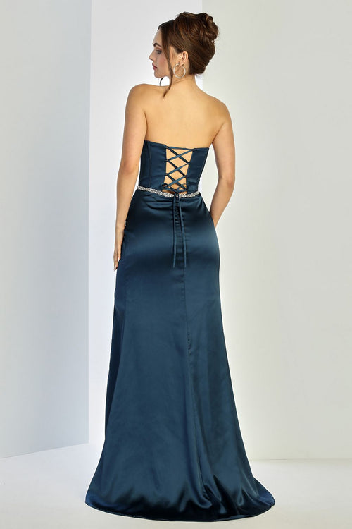 Prom Dresses Prom Pleated Long Formal Corset Beaded Drress Sage