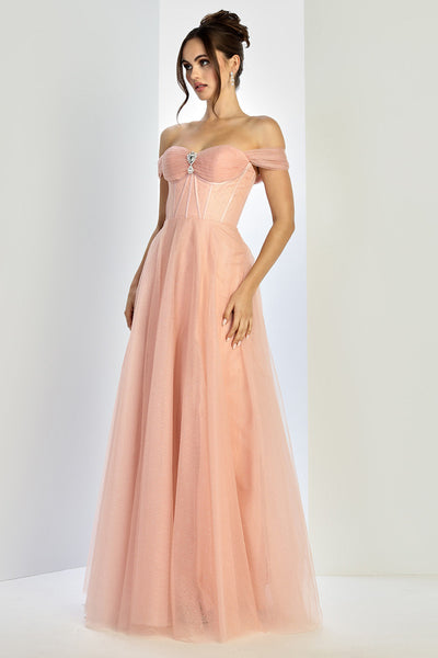 Prom Dresses Prom Long A Line Corset Glitter Formal Dress Rose