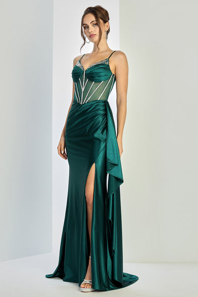 Prom Dresses Beaded Prom Long Corset Formal Dress Emerald
